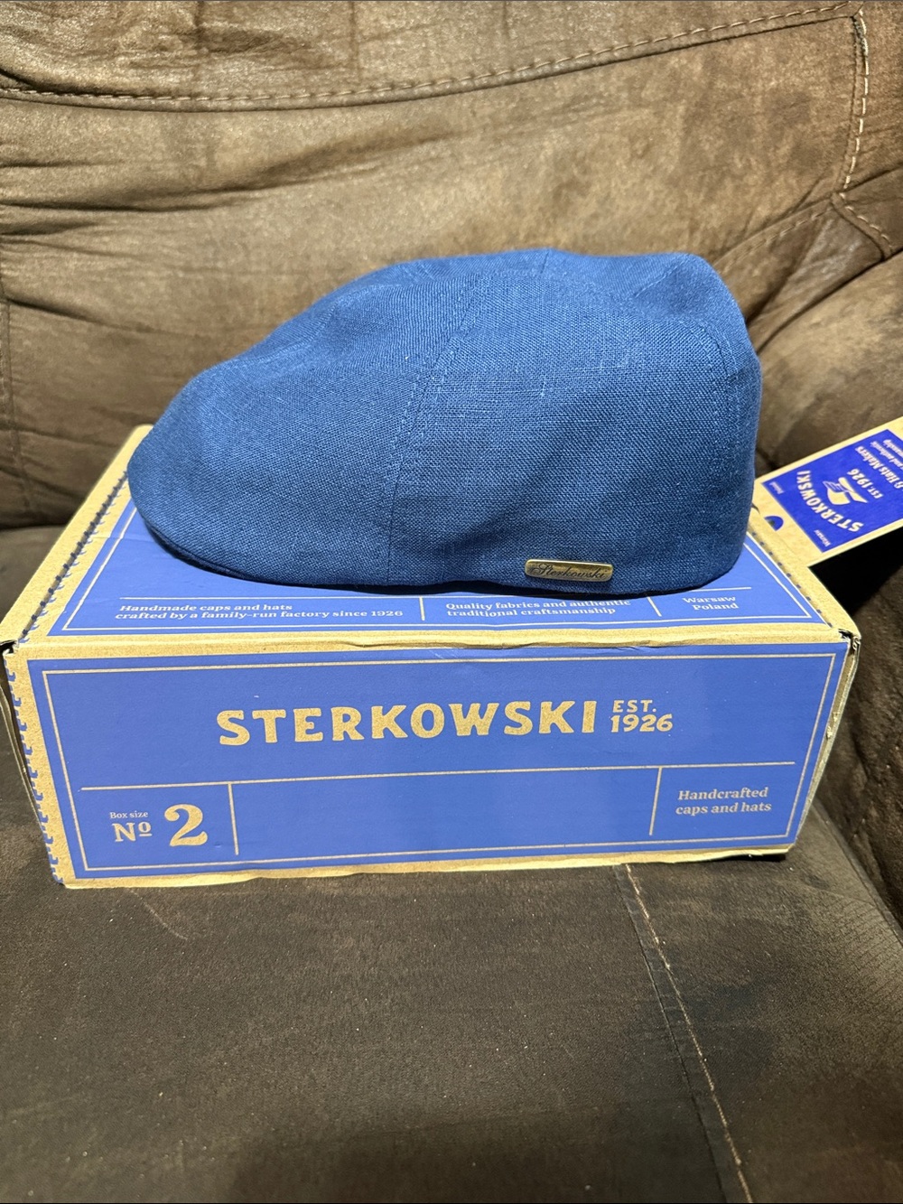 Sterkowski Rusty (Linen) Six Panel Flat Cap in Medium Blue (58 cm) - Picture 4 of 8